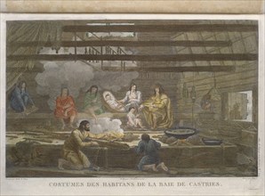 VANCY DUQUE DE
HABITANTES DE LA BAHIA DE CASTRIES - GRABADO DE DENNEL - S  XVIII - CAANADA