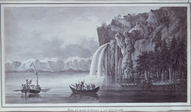 BRAMBILA FERNANDO 1763/1834
VISTA DEL CANAL DE VERNACI Y UNA CASCADA -1792- PLUMA Y AGUADA DE