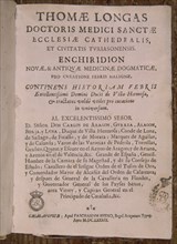 LONGAS T
ENCHIRIDION NUEVA Y ANTIGUA DE MEDICINA DOGMATICA
MADRID, BIBLIOTECA NACIONAL