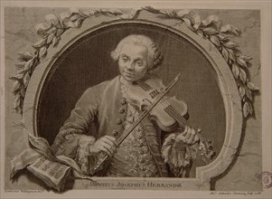 HERRANDO J
ARTE Y PUNTUAL DE TOCAR VIOLIN-1756-RETRATO DE DOMINUS JOSEPHUS HERRANDO TOCANDO EL