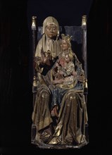 VAHIA ALEJO DE
SANTA ANA LA VIRGEN Y EL NINO 1505-1510 MADERA DORADA Y POLICROMADA 130 X