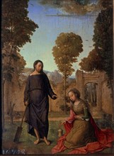 FLANDES JUAN DE 1465-1519
POLIPTICO ISABEL CATOLICA-NOLI ME TANGERE-JESUS  RESUCITADO Y MARIA