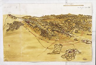 PLANO-CAMPO DE BATALLA-4-8-1678 EN SAINT DENIS
SIMANCAS, ARCHIVO
VALLADOLID