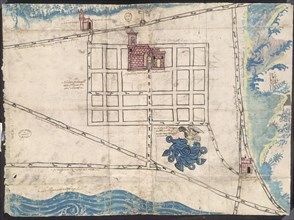 PLANO DEL PUEBLO DE CHICOALOAPA EN 1579
SEVILLA, ARCHIVO INDIAS
SEVILLA