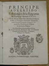 MARTINEZ HERRERA
PRINCIPE ADVERTIDO Y DECLARACION DE EPIGRAMAS-PORTADA-NAPOLES 1631
MADRID,