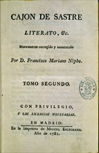 NIPHO M
CAJON DE SASTRE LITERATO-PORTADA-TOMO II-MADRID 1781
MADRID, BIBLIOTECA NACIONAL