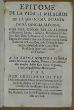 TAPIA G
EPITOME DE LA VIDA Y MILAGROS DE SANCHA ALFONSO(HIJA DE ALFONSO IX DE LEON)-MADRID