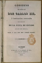 MURIEL A
GOBIERNO DEL REY CARLOS III PARA DIRECCION DE LA JUNTA DE ESTADO-MADRID 1839
MADRID,