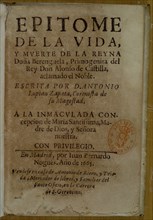 LUPIAN ZAPATA
EPITOME DE LA VIDA Y MUERTE DE DOÑA BERENGUELA-MADRID 1665
MADRID, BIBLIOTECA