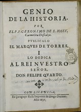 FRAY JOSE G
GENIO DE LA HISTORIA DEDICADO A D.FELIPE IV-ZARAGOZA 1651
MADRID, BIBLIOTECA NACIONAL
