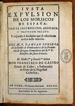 FONSECA
JUSTA EXPULSION DE LOS MORISCOS DE ESPAÑA-1612
MADRID, BIBLIOTECA NACIONAL