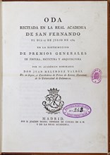 MELENDEZ VALDES
ODA RECITADA EN ACADEMIA S FERNANDO EL 17-7-1784
MADRID, BIBLIOTECA NACIONAL