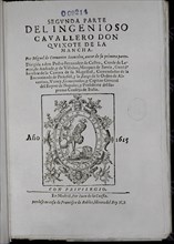 Cervantes, Don Quichotte de la Mancha - deuxième partie - édition de 1615