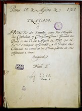 TERCER PACTO DE FAMILIA-PARIS 15-8-1761-ENTRE EL MARQUES DE GRIMALDI Y EL DUQUE DE