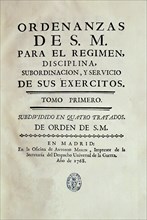ORDENANZAS PARA REGIMEN DE DISCIPLINA DEL EJERCITO-1768
MADRID, BIBLIOTECA NACIONAL