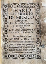 ALZATE JOSE ANTONIO DE
DIARIO LITERARIO DE MEXICO-12-3-1768
MADRID, HEMEROTECA