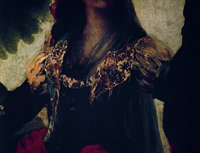 Goya, La Maja et les hommes déguisés - Détail du corps de la Maja