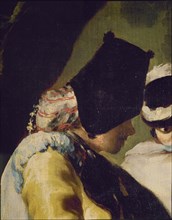 Goya, La Maja et les hommes déguisés - Détail de la tête d'un jeune élégant
