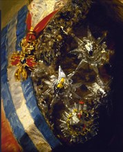 Goya, Famille de Charles IV (détail les médailles de Charles IV)