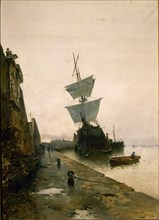GARTNER DE LA PEÑA J
MUELLE DEL PUERTO DE MALAGA - 1887 - O/L 146x108 -  ECLECTICISMO