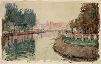 LLORENS FRANCISCO 1874-1948
CANAL DE BRUJAS-ACUARELA 9X13,5 CMS-1903