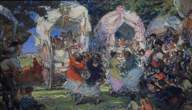 BILBAO GONZALO 1860/1938
LA ROMERIA DEL ROCIO-UN ALTO EN EL CAMINO-75 X 126