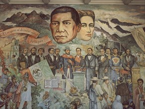 PINTURAS MURALES-HISTORIA MEXICO-JUAREZ JURA LA CONSTITUCION
OAXACA, PALACIO