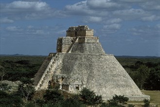 The Pyramid of the Soothsayer in Uxmal, Mexico