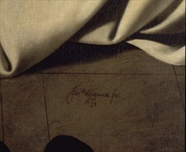 Zurbaran, Sacristy - Farewell of Father John of Carrion (detail of the signature)