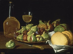 Melendez L., Still life: Plate of figs and pomegranates