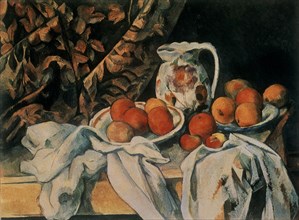 Cézanne, Still Life with Curtain and Flowered Pitcher