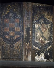 SILLERIA DEL CORO CON PINTURAS MUDEJARES S XV-DET ESCUDOS
MOGUER, CONVENTO DE SANTA