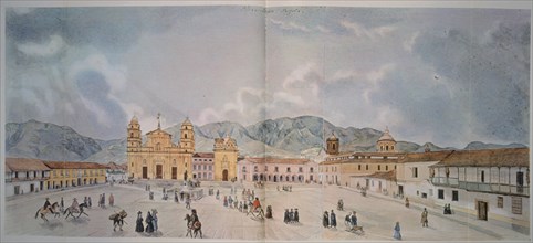 MARK
ACUARELA-PLAZA MAYOR DE BOGOTA-1846(COLOMBIA)