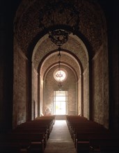 INTERIOR DE LA IGLESIA HACIA LOS PIES-BOVEDA FALSA S XVII-
ESTANY, MONASTERIO DE SANTA