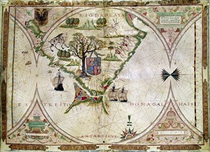 VAZ DOURADO FERNAO 1520/80
ATLAS-1568-MAPA-ESTRECHO DE MAGALLANES-FOL 7- CARTOGRAFIA S