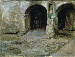 LLORENS FRANCISCO 1874-1948
PUERTAS EN AQUINO (ITALIA) 1904 -OLEO/LIENZO-27X38 CM
MADRID,