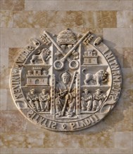 Emblem of the Salamanca university displayed on the main facade