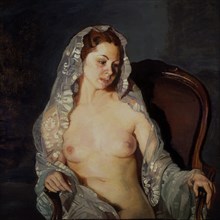 ZULOAGA IGNACIO 1870-1945
(MUJER SENTADA DESNUDA CON MANTILLA TRANSPARENTE)
PEDRAZA, COLECCION