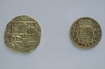 MONEDAS DE ORO DE CARLOS II - REVERSOS - DCHA 4 ESCUDOS DE SEGOVIA IZDA 8 ESCUDOS DE SEVILLA -S