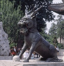 PATIO-ESCULTURA DE BRONCE-MONSTRUO-DINASTIA QUING
PEKIN, PALACIO VERANO
CHINA

This image is