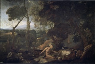 Poussin, Saint Jérôme en oraison, paysage