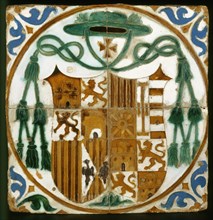 AZULEJO DE ARISTA-VIDRIADO EN MELADO-1540-ESCUDO DE FERNANDO DE ARAGON
MADRID, INSTITUTO VALENCIA