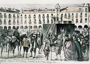 GRABADO-EJECUCION DE RODRIGO CALDERON EN LA PLAZA MAYOR DE MADRID-(CASARIEGO)
MADRID, MUSEO