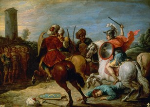 Teniers (le jeune), Prouesses de Renaud dans la bataille contre les Egyptiens