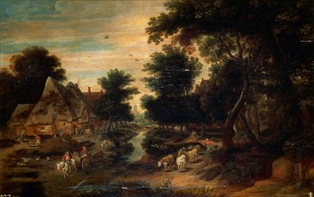 Disciple de Bruegel, Bois et maisons