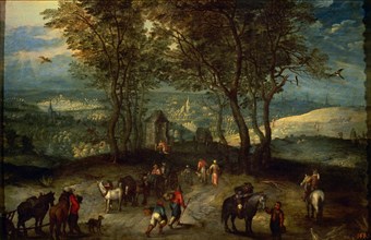 Pieter II Bruegel, Paysage avec des promeneurs