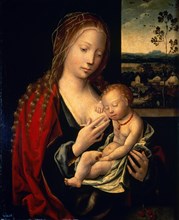 Maestro del Papagayo, La Vierge donnant le sein à l'enfant Jésus