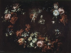 Perez (Bartolomé), Guirlande de fleurs avec saint Antoine