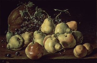 Melendez L., Still life: Quinces, peaches, grapes and melon
