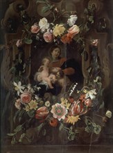 Seghers, Guirlande avec la Vierge, l'Enfant et Saint Jean